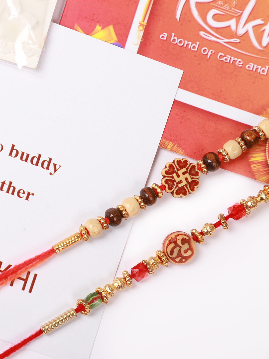 YouBella 2 Rakhi and 2 Greeting Card Combo for Brother (Multi-Colour) (YBRK_95)